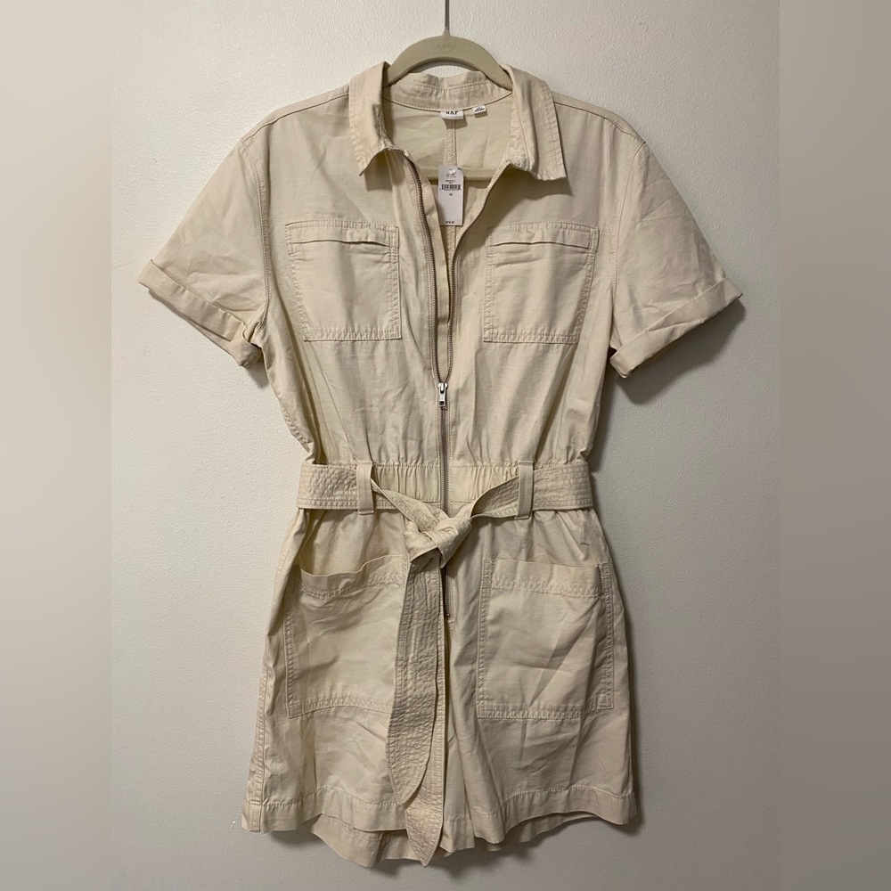 GAP Safari Style Ivory Romper with Elastic Waistband and Removable Belt